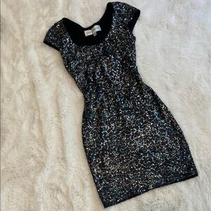 Dress the Population Black and Silver Sequin Mini Dress